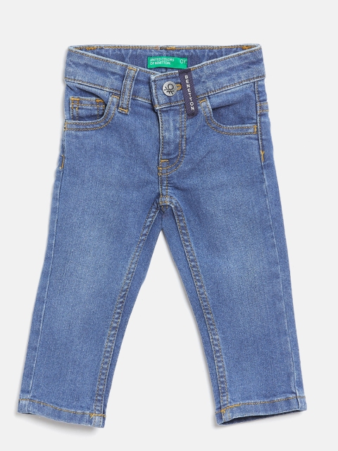 

United Colors of Benetton Boys Blue Regular Fit Mid-Rise Clean Look Stretchable Jeans