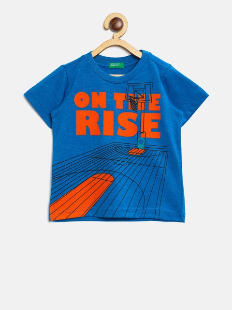 

United Colors of Benetton Boys Blue Printed Round Neck T-shirt