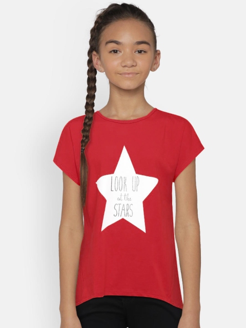

United Colors of Benetton Girls Red Printed Pure Cotton Top