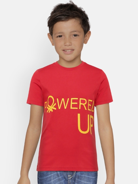 

United Colors of Benetton Boys Red Printed Round Neck T-shirt