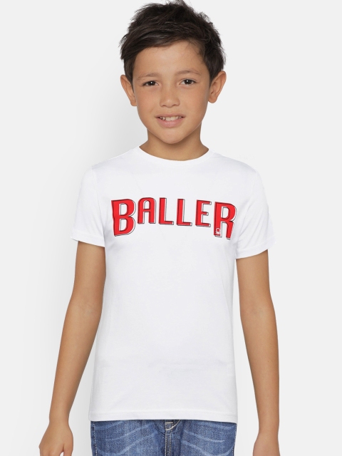 

United Colors of Benetton Boys White Printed Round Neck T-shirt