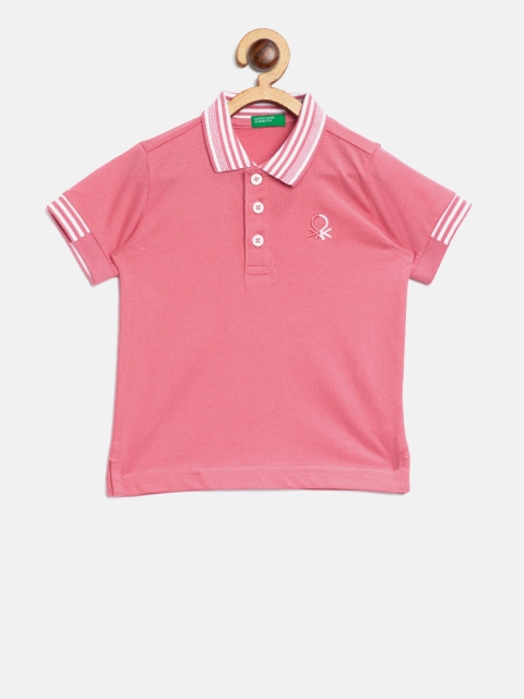 

United Colors of Benetton Boys Pink Solid Polo Collar T-shirt