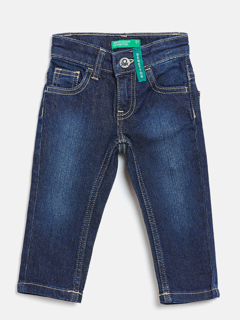 

United Colors of Benetton Boys Navy Blue Regular Fit Mid-Rise Clean Look Stretchable Jeans