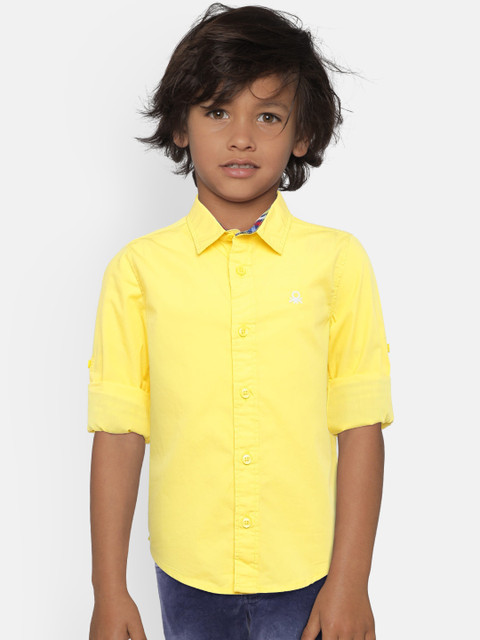 

United Colors of Benetton Boys Yellow Regular Fit Solid Casual Shirt