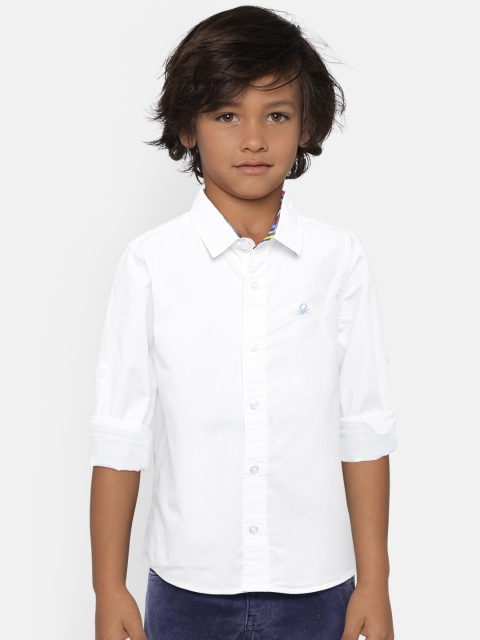 

United Colors of Benetton Boys White Regular Fit Solid Casual Shirt