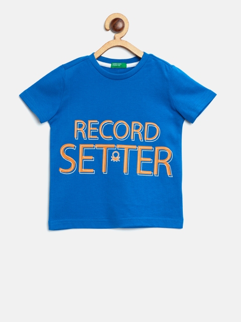 

United Colors of Benetton Boys Blue Printed Round Neck T-shirt