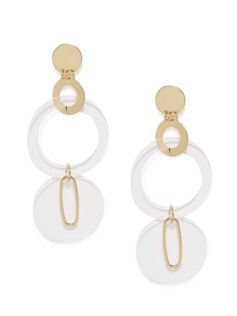 

justpeachy Gold-Toned & Transparent Circular Drop Earrings