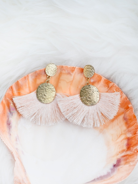 

justpeachy Peach-Coloured & Gold-Toned Geometric Drop Earrings