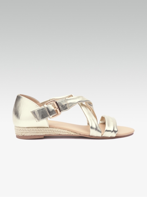 

Dune London Women Gold-Toned Solid Open Toe Flats