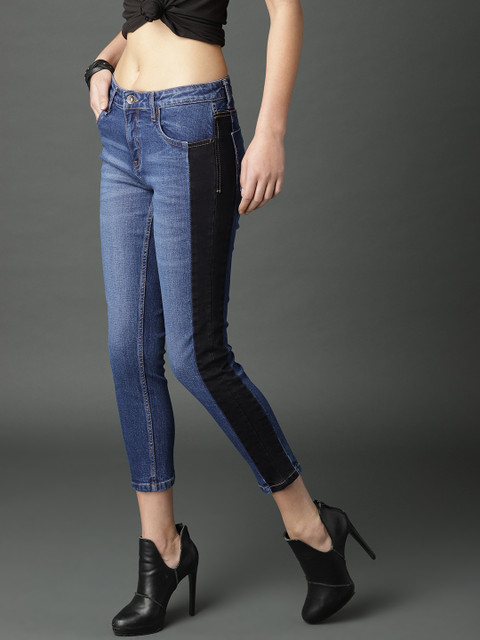 

Roadster Women Blue Cropped Skinny Fit Mid-Rise Clean Look Stretchable Jeans