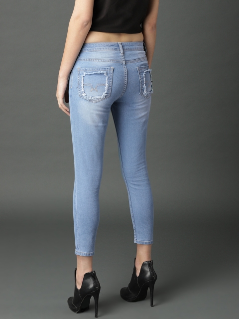 

Roadster Women Blue Skinny Fit Mid-Rise Mildly Distressed Stretchable Jeans