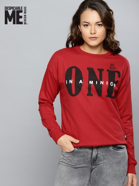 

Minions by Kook N Keech Women Red & Black Printed Sweatshirt