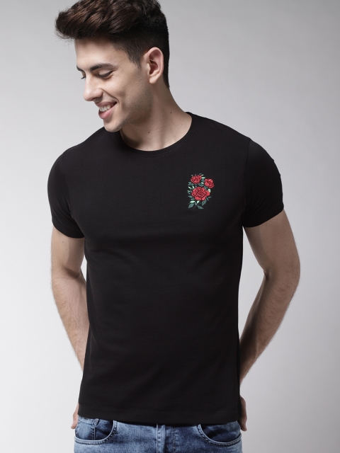 

Mast & Harbour Men Black Solid Round Neck T-shirt