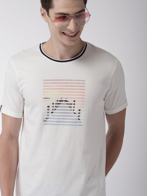 

Mast & Harbour Men White Printed Round Neck T-shirt