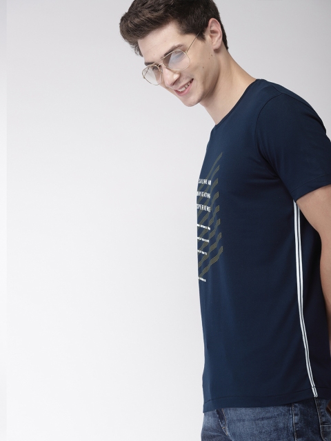 

Mast & Harbour Men Navy Blue Printed Round Neck T-shirt