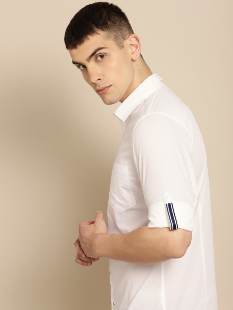 

ether Men White Slim Fit Solid Casual Shirt