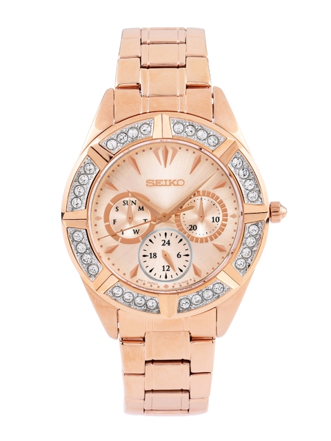 

SEIKO LORD Women Rose Gold-Toned Swarovski Dial Watch SKY680P1