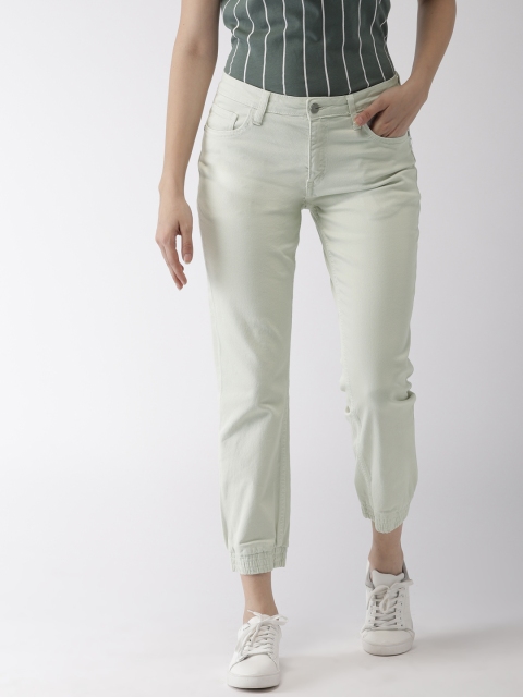 

Mast & Harbour Women Off-White Jogger Mid-Rise Clean Look Stretchable Jeans