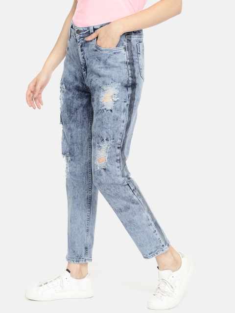 

Mast & Harbour Women Blue Boyfriend Fit Mid-Rise Mildly Distressed Stretchable Jeans