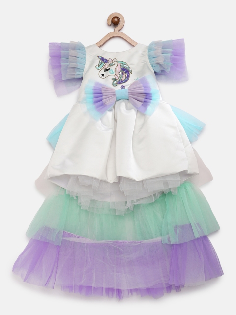 

Fairies Forever Girls White Colourblocked A-Line Dress