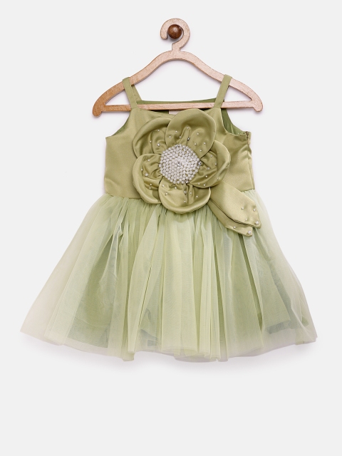 

Fairies Forever Girls Green Solid A-Line Dress