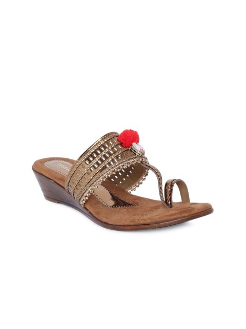 

Melange by Lifestyle Women Bronze-Toned Solid Sandals