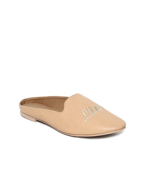 

Ginger by Lifestyle Women Peach-Coloured Embroidered Mules