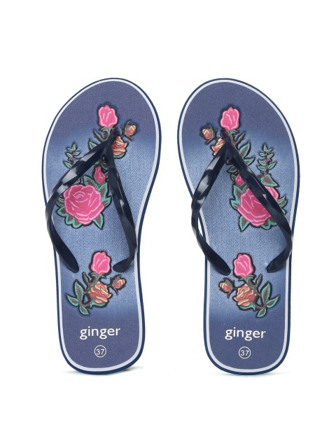 

Ginger by Lifestyle Women Navy Blue Printed Thong Flip-Flops