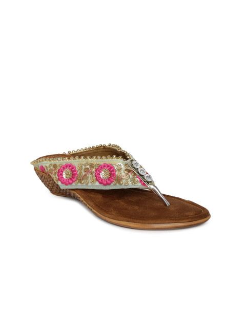 

Melange by Lifestyle Women Green & Pink Embellished Sandals