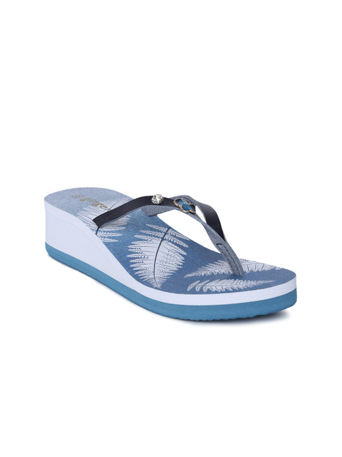 

Ginger by Lifestyle Women Blue Embellished Thong Heeled Flip-Flops
