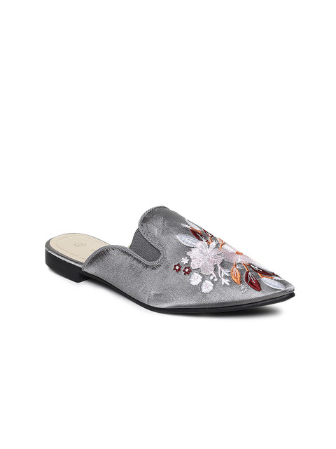 

Melange by Lifestyle Women Grey Embroidered Mules