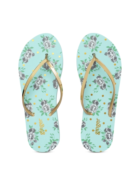 

Ginger by Lifestyle Women Gold-Toned Solid Thong Flip-Flops