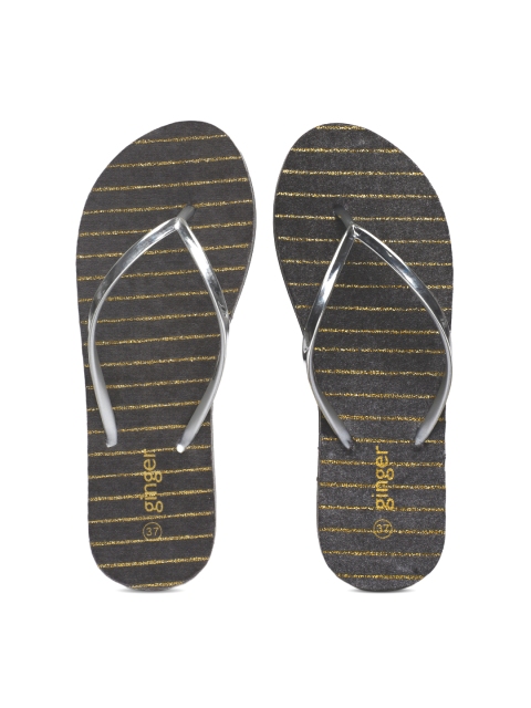 

Ginger by Lifestyle Women Silver-Toned Thong Flip-Flops
