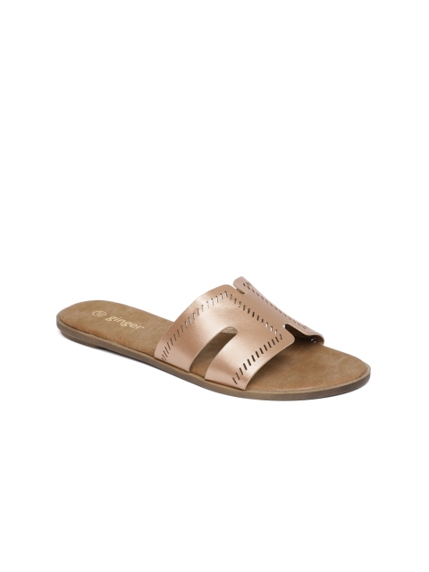 

Ginger by Lifestyle Women Rose Gold-Colored Solid Open Toe Flats