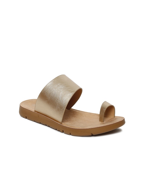 

Ginger by Lifestyle Women Gold-Toned Solid One Toe Flats