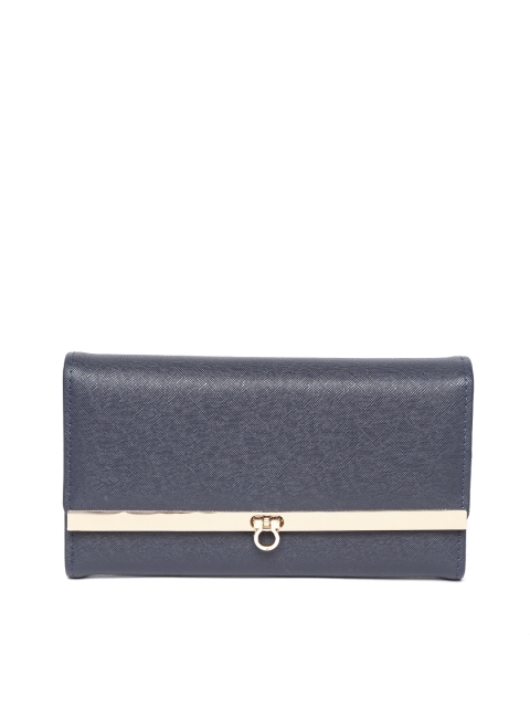 

Mast & Harbour Women Navy Blue Solid Three Fold Wallet