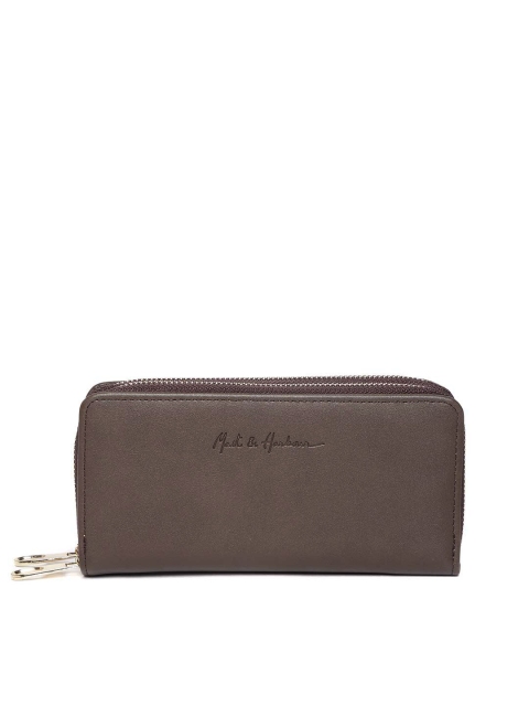 

Mast & Harbour Women Coffee Brown Solid Zip Around Wallet