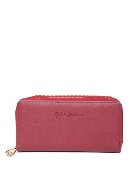 

Mast & Harbour Women Maroon Solid Zip Around Wallet