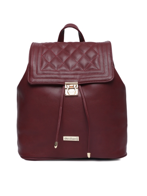 

DressBerry Women Burgundy Solid Backpack
