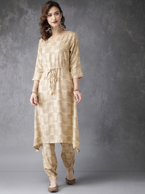 

Anouk Women Grey & Beige Printed Kurta with Trousers