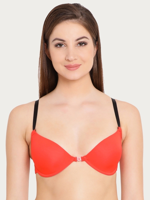 

Clovia Padded Underwired Front-Open T-Shirt Cage Bra, Orange