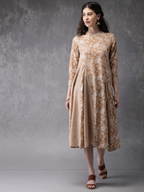 

Anouk Women Brown Printed A-Line Kurta
