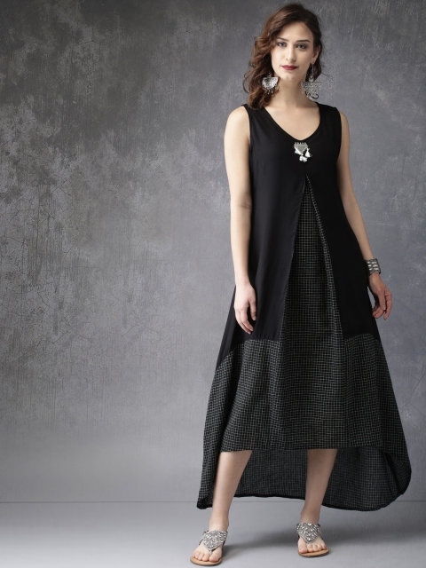 

Anouk Women Black Printed A-Line Layered Kurta
