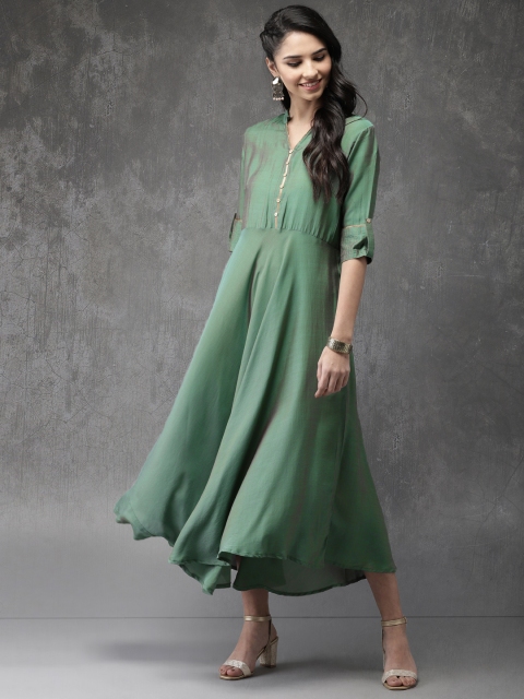 

Anouk Women Green Solid A-Line Kurta