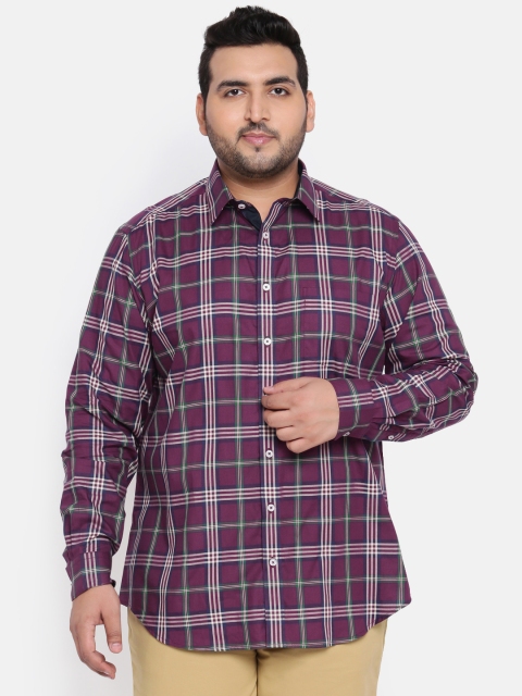 

aLL Plus Size Men Purple Regular Fit Checked Casual Shirt
