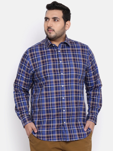 

aLL Plus Size Men Blue Regular Fit Checked Casual Shirt