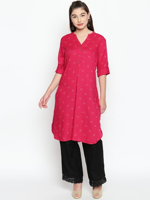 

RANGMANCH BY PANTALOONS Women Pink Printed Straight Kurta