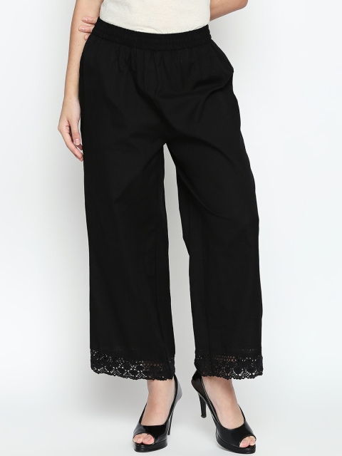 

RANGMANCH BY PANTALOONS Women Black Flared Solid Palazzos