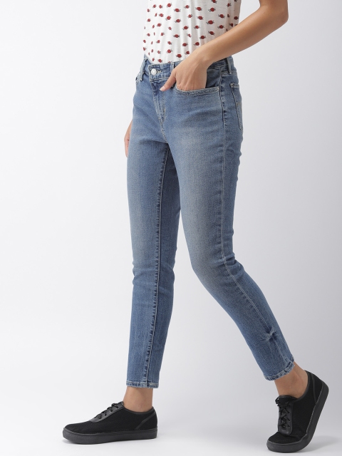 

Levis Women Blue Skinny Fit Mid-Rise Clean Look Stretchable Cropped Jeans