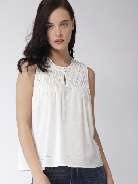 

Levis Women White Solid A-Line Pure Cotton Top